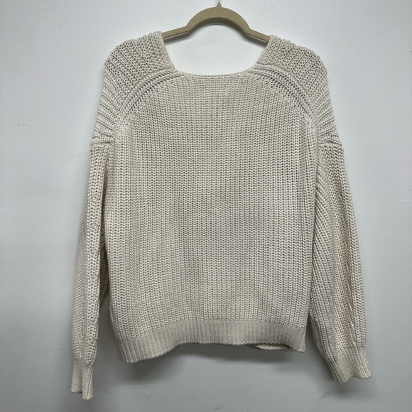 Anthropologie x Maeve V-Neck Sculptured Pullover Sweater - Off White - Picture 8 of 8